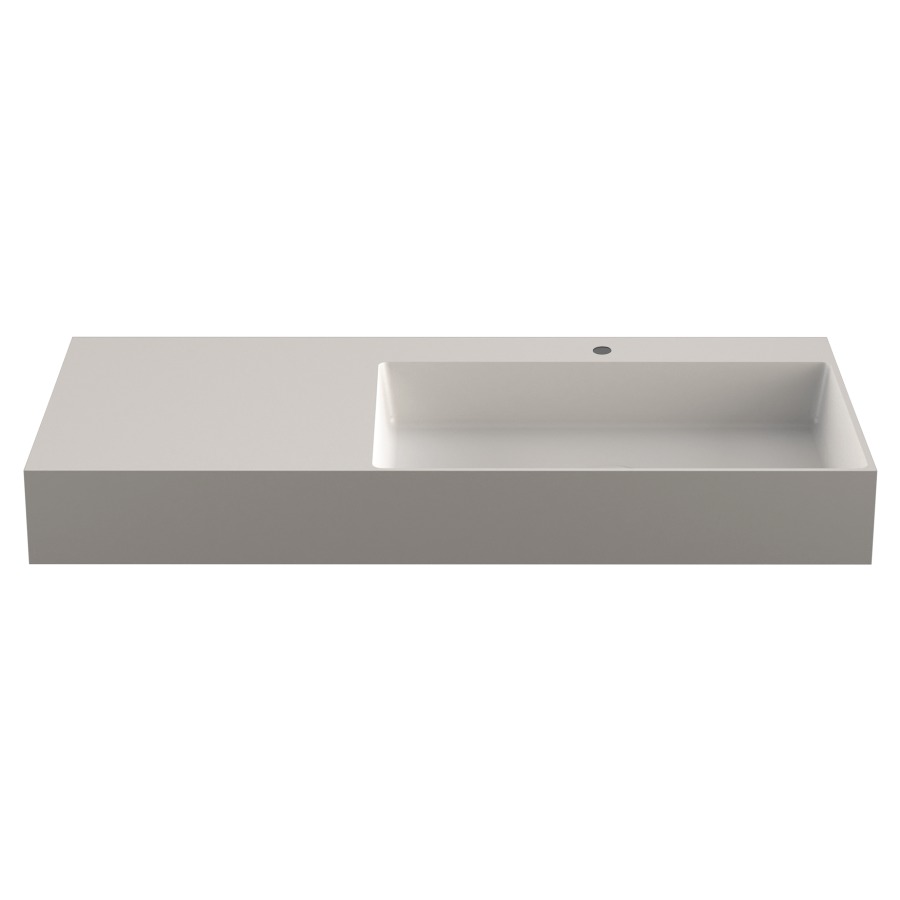 Lavabo Smart 2.0
100 x 47 cm
Coulée minérale K I Stone
sans trop-plein
avec tablette à gauche
avec garniture d’écoulement non verrouillable
