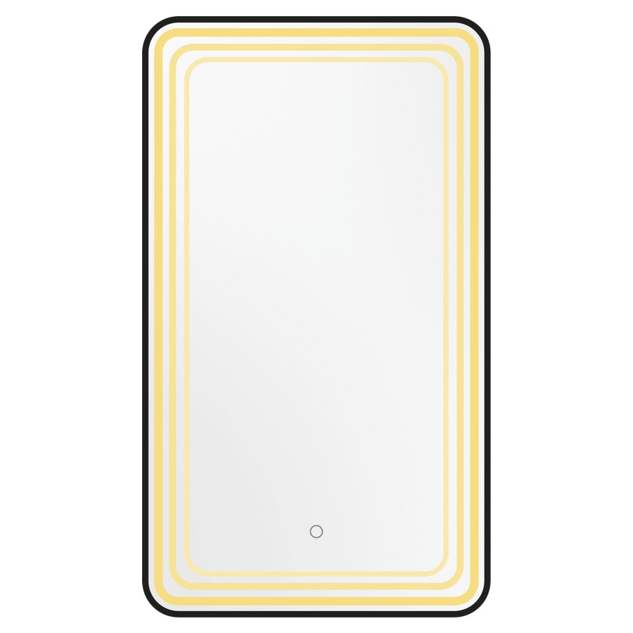 Miroir lumineux Enviola LED
avec angles arrondis, 80 x 120 x 4.5 cm
Profilé en aluminium
cadre noir mat brossé
bande lumineuse à l'intérieur du cadre
41 Watt, 3000-6000 Kelvin, avec commande
premium "Touch-Dimm" simple
avec matériel de fixation
Classe d’énergie G, IP44