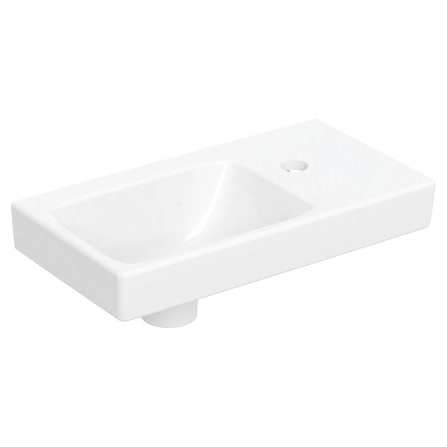 Lave-mains Procasa Tre
46 x 24.5 cm
Céramique, rectangulaire
montage mural, sans trop-plein
pour meuble suspendu