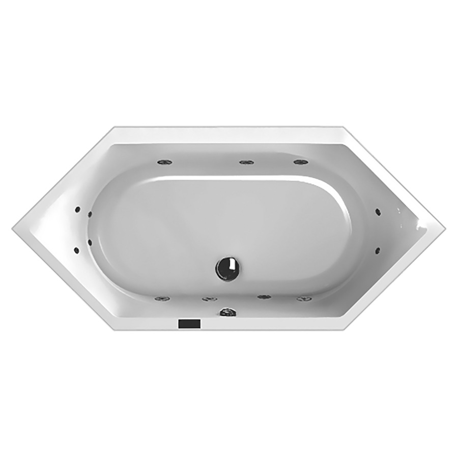 Badewanne Procasa Tre 6-Eck
190 x 90 x 49 cm, Acryl
mit Whirlsystem Laola II
6 Massagedüsen, 1 LED-
Weisslicht, Sensortastatur
Trockenlaufschutz
Restwasserentleerung
manuelle Desinfektion
schalldämmendes Fussgestell
Ab- und Überlaufgarnitur