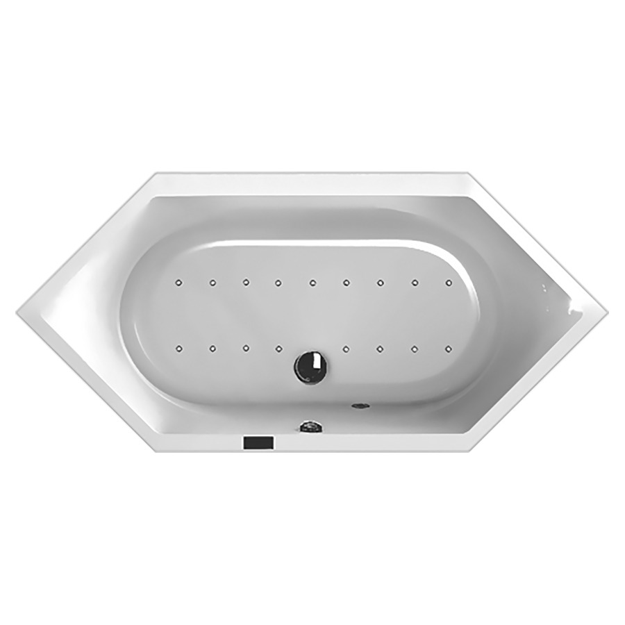Badewanne Procasa Tre 6-Eck
190 x 90 x 49 cm, Acryl
mit Airsystem Laola II
13 Luftdüsen, 1 LED-Weisslicht
Sensortastatur
Trockenlaufschutz
Gebläse mit Luftvorheizung
stufenlose Regulierung mit
Intervall, schalldämmendes
Fussgestell höhenverstellbar
Ab- und Überlaufgarnitur