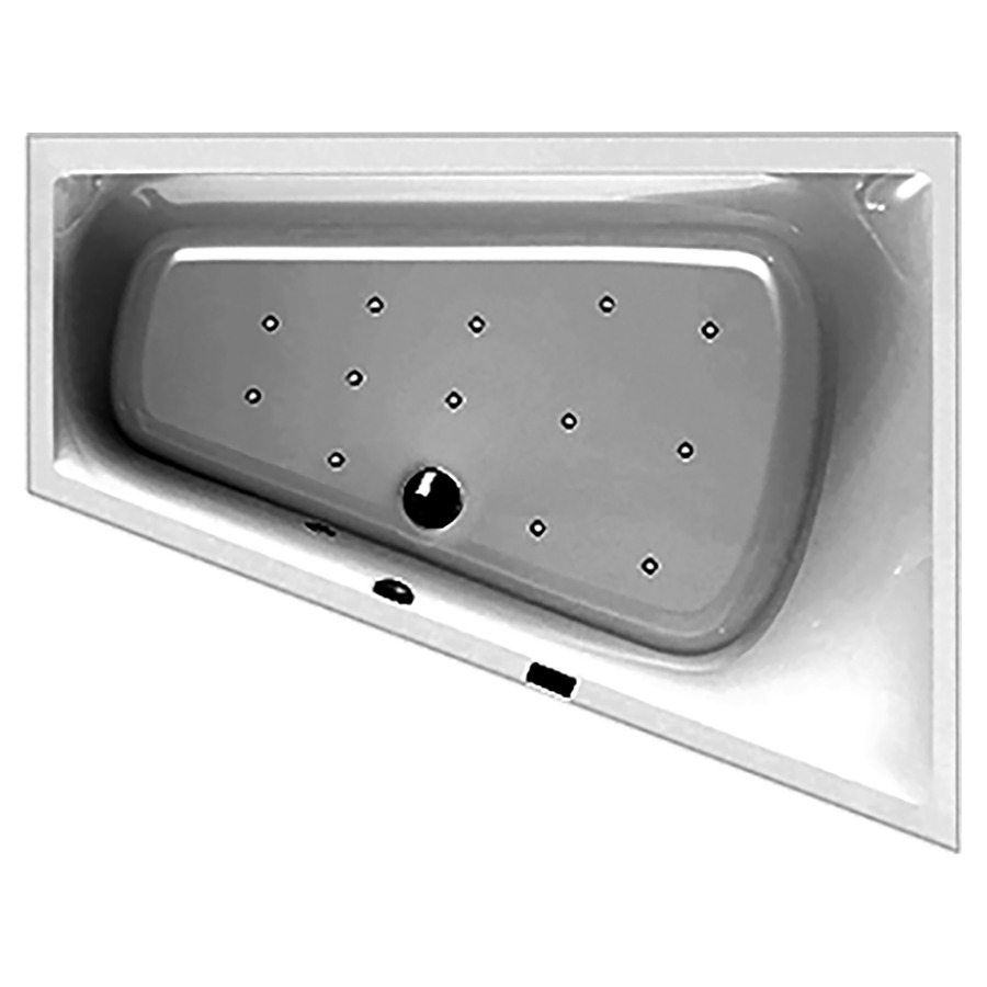Badewanne Procasa Tre Trapez
180 x 140/70 x 49 cm, Acryl
Kopfteil rechts
mit Airsystem Laola II
13 Luftdüsen, 1 LED-Weisslicht
Sensortastatur
Trockenlaufschutz
Gebläse mit Luftvorheizung
stufenlose Regulierung mit
Intervall, schalldämmendes
Fussgestell, Ab -und
Ueberlaufgarnitur