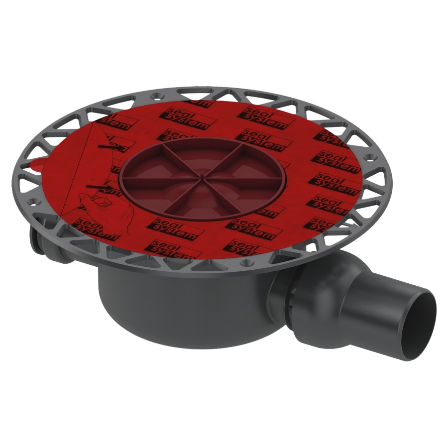 Ecoulement au sol Procasa Uno
sortie D 50 mm horizontal
avec rotule, bride universelle
pour joint en couche mince
(en lés) ou connexion bride
de serrage avec entrée
latérale D 50 mm, bouchon de
fermeture y compris, piège
à eau 50 mm, capacité
d'écoulement au moins 48 l/min