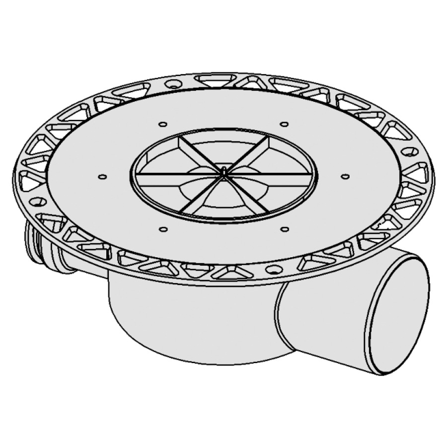 Ecoulement au sol Procasa Uno
sortie horizontal D 75 mm
bride universelle pour joint
en couche mince (en lés) ou
connexion bride de serrage
avec entrée latérale D 50 mm
bouchon de fermeture y compris
piège à eau 50 mm, capacité
d'écoulement au moins 74 l/min