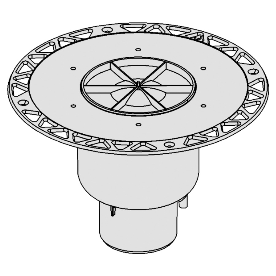 Ecoulement au sol Procasa Uno
sortie vertical D 75 mm
bride universelle pour joint
couche mince (en lés) ou
connexion bride de serrage
piège à eau 50 mm, capacité
d'écoulement au moins 89 l/min