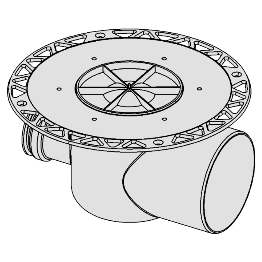 Ecoulement au sol Procasa Uno
sortie horizontal D 110 mm
bride universelle pour joint
en couche mince (en lés) ou
connexion bride de serrage
avec entrée latérale D 50 mm
bouchon de fermeture y compris
piège à eau 50 mm, capacité
d'écoulement au moins 73 l/min