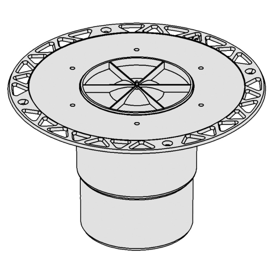 Ecoulement au sol Procasa Uno
sortie vertical D 75 mm
bride universelle pour joint
couche mince (en lés) ou
connexion bride de serrage
piège à eau 50 mm, capacité
d'écoulement au moins 66 l/min