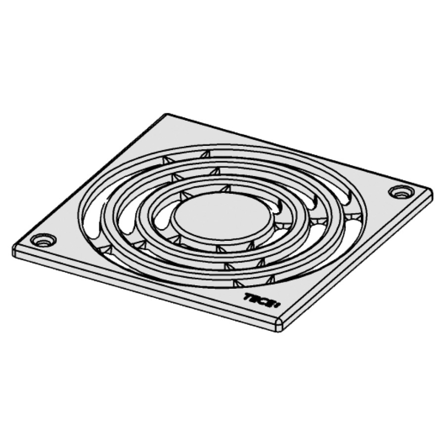 Grille standard Procasa Uno
14,2 x 14,2 cm, vissée
2 vis à tête fraisée y compris
limite de charge 300 kg