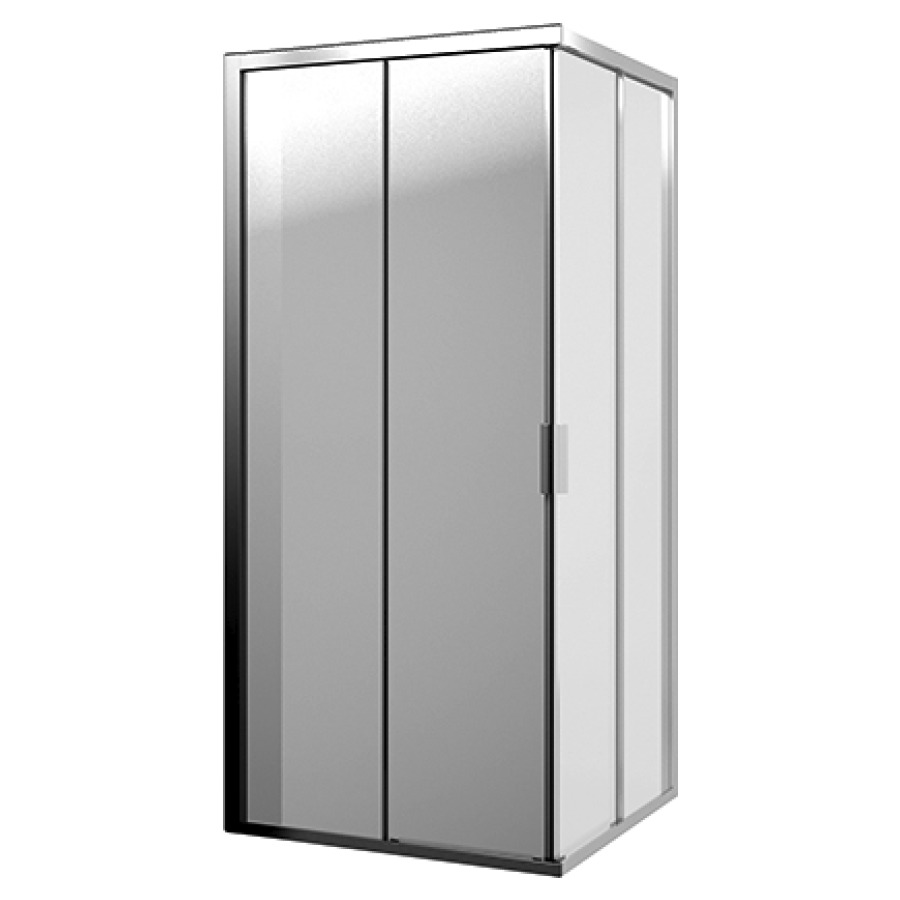 Porte coulissante Procasa Tre
77,2-80,2 cm, H 195 cm, pour
entrée diagonale, 2 panneaux
partie fixe à gauche
montage sur receveur de douche