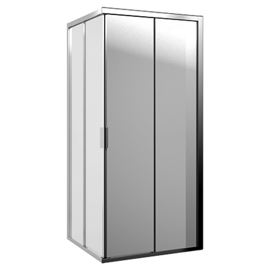 Porte coulissante Procasa Tre
87,2-90,2 cm, H 195 cm, pour
entrée diagonale, 2 panneaux
partie fixe à droite
montage sur receveur de douche