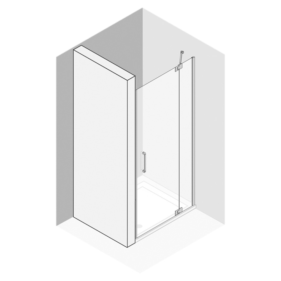 Porte battante Procasa Cinque
cadre parteil
86,6-90,1 cm, H 200 cm
avec partie fixe, pour niche /
cloison latérale raccourcie
charnières à droite