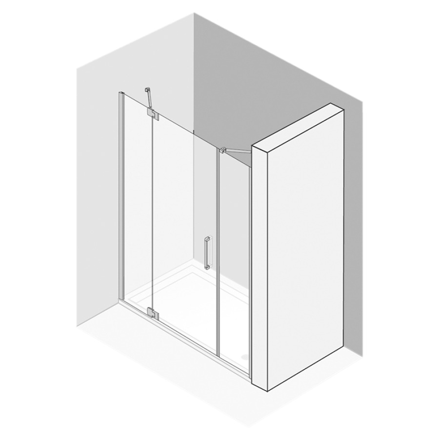Porte battante Procasa Cinque
cadre parteil
117,2-122,1 cm, H 200 cm
avec partie fixe et cloison
latérale en alignement, pour
niche, charnières à gauche