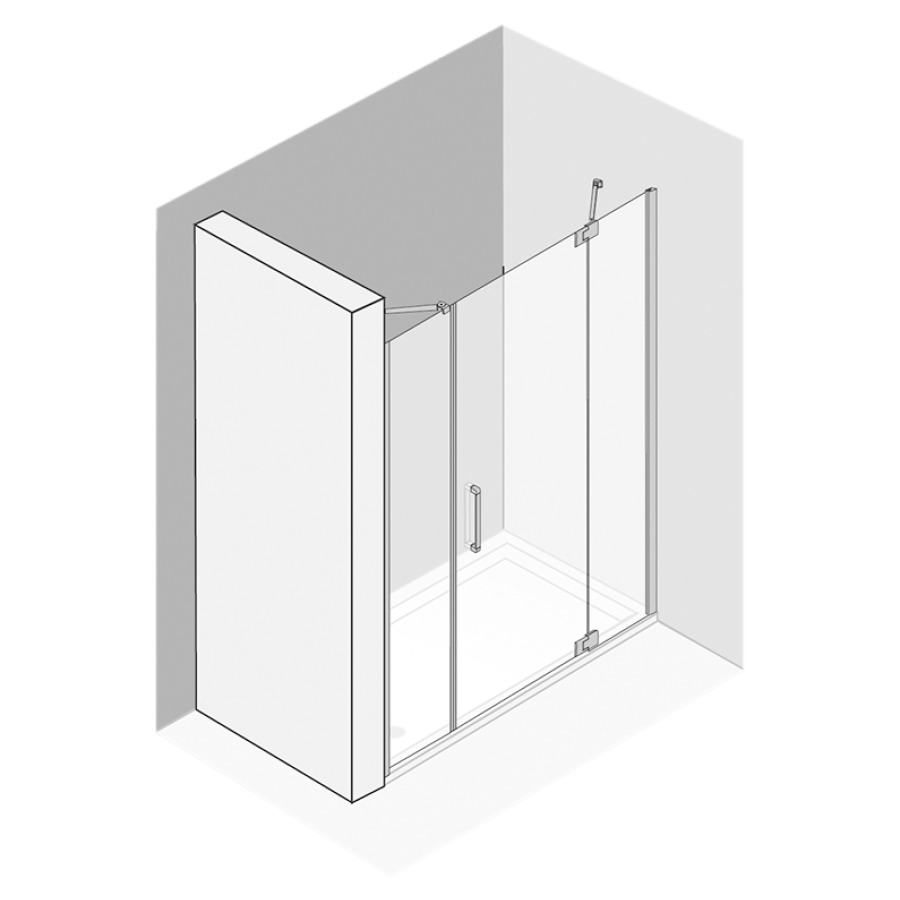 Porte battante Procasa Cinque
cadre parteil
117,2-122,1 cm, H 200 cm
avec partie fixe et cloison
latérale en alignement, pour
niche, charnières à droite