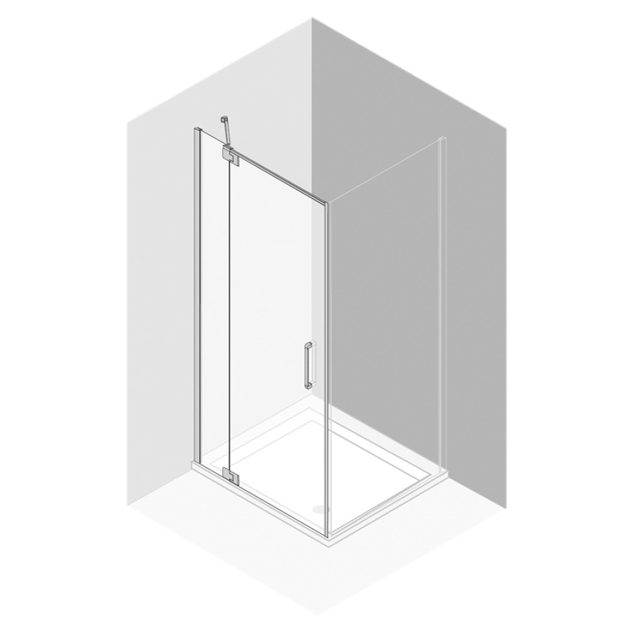 Porte battante Procasa Cinque
cadre parteil
118-120,5 cm, H 200 cm
avec partie fixe, pour cloison
latérale, charnières à gauche
montage sur receveur de douche