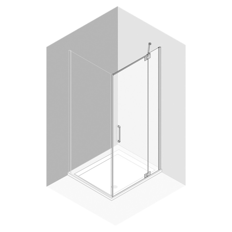 Porte battante Procasa Cinque
cadre parteil
108-110,5 cm, H 200 cm
avec partie fixe, pour cloison
latérale, charnières à droite
montage sur receveur de douche