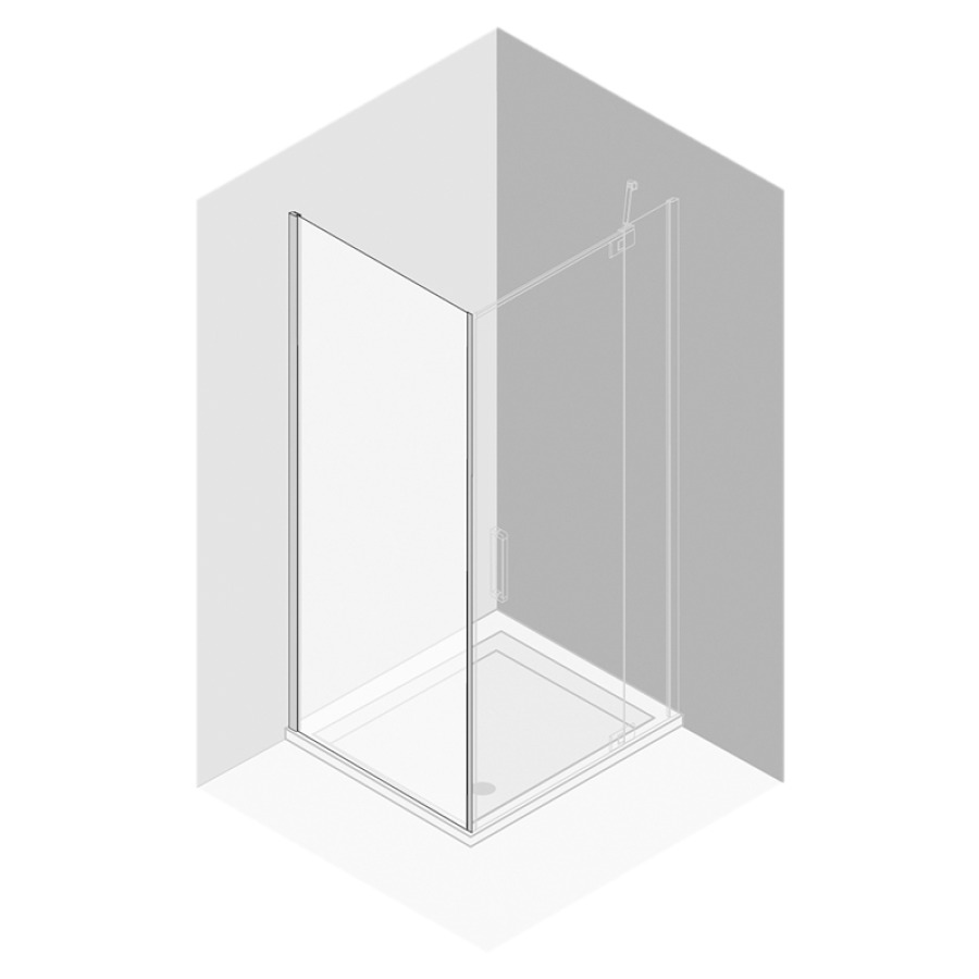 Cloison latérale Procasa
Cinque, cadre parteil
87,8-90,3 cm, H 200 cm
pour porte battante avec
partie fixe, montage sur
receveur de douche