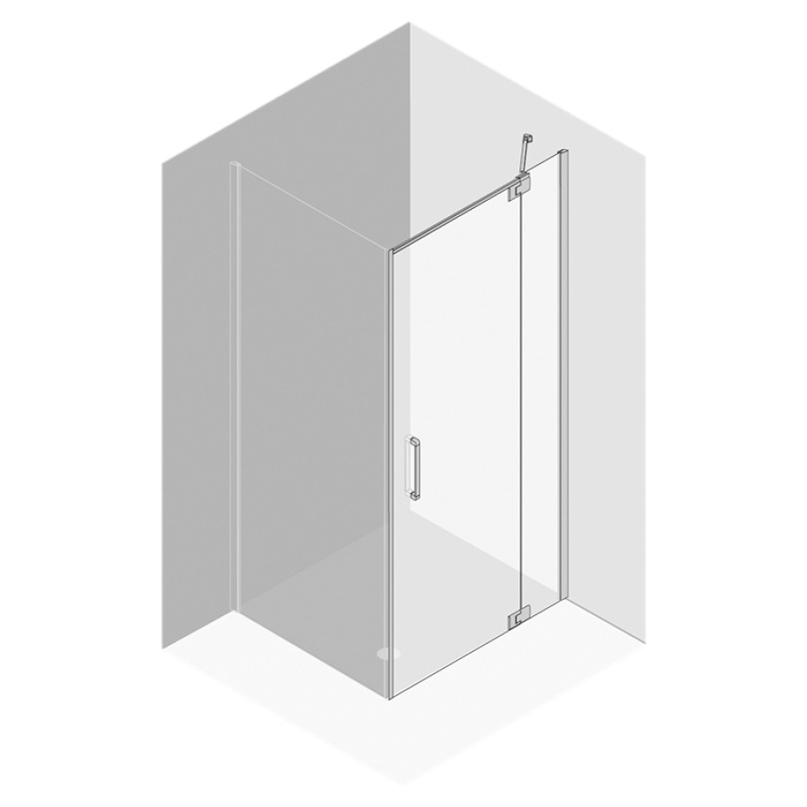 Pendeltüre Procasa Cinque
teilgerahmt
119-121,5 cm, H 200 cm
mit Festelement, für
Seitenwand, Band rechts
Montage auf Fliesen