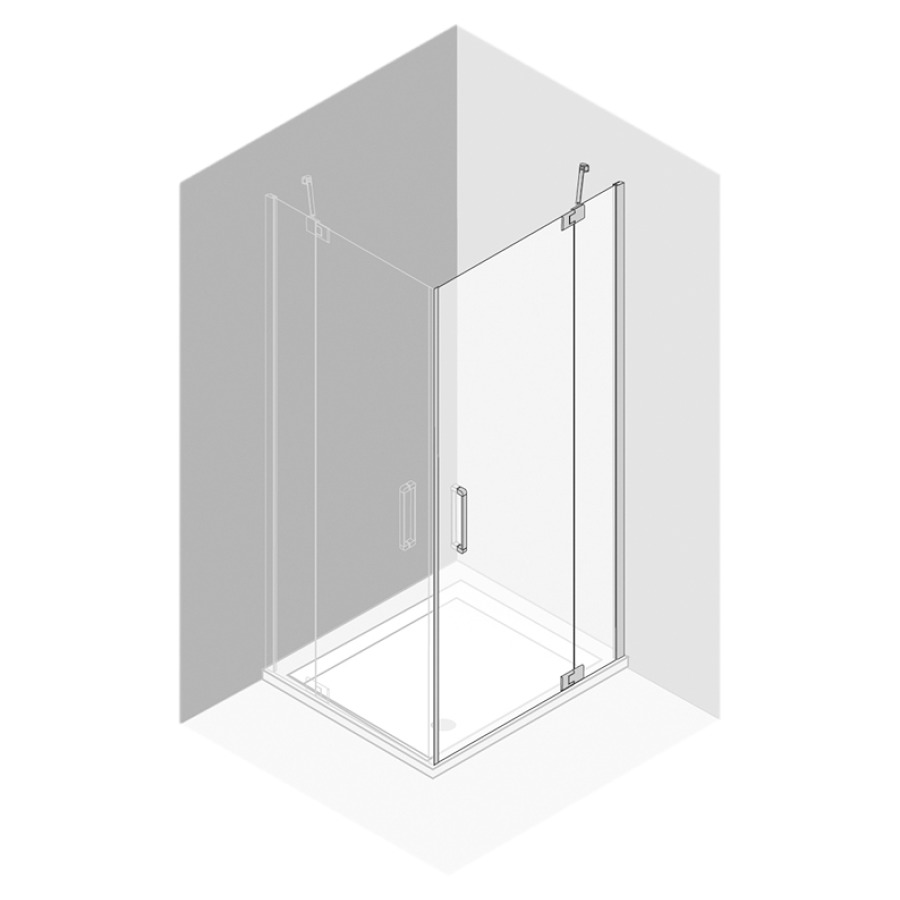 Porte battante Procasa Cinque
cadre parteil
97,7-100,2 cm, H 200 cm
avec partie fixe, pour entrée
diagonale, charnières à droite
montage sur receveur de douche