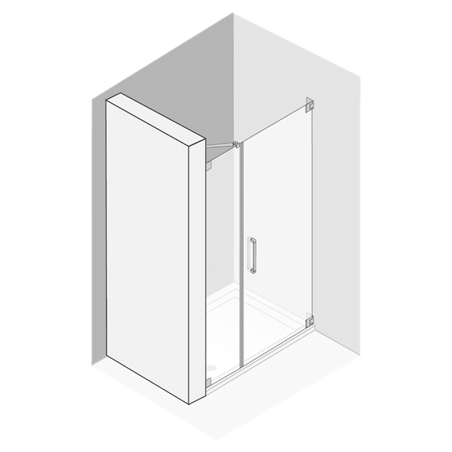 Porte battante Procasa Cinque
sans cadre
80-101 cm, H -200 cm
avec partie cloison latérale
en alignement, pour niche
charnières à droite
MESURES EXACTES SELON PRISE DE
MESURE