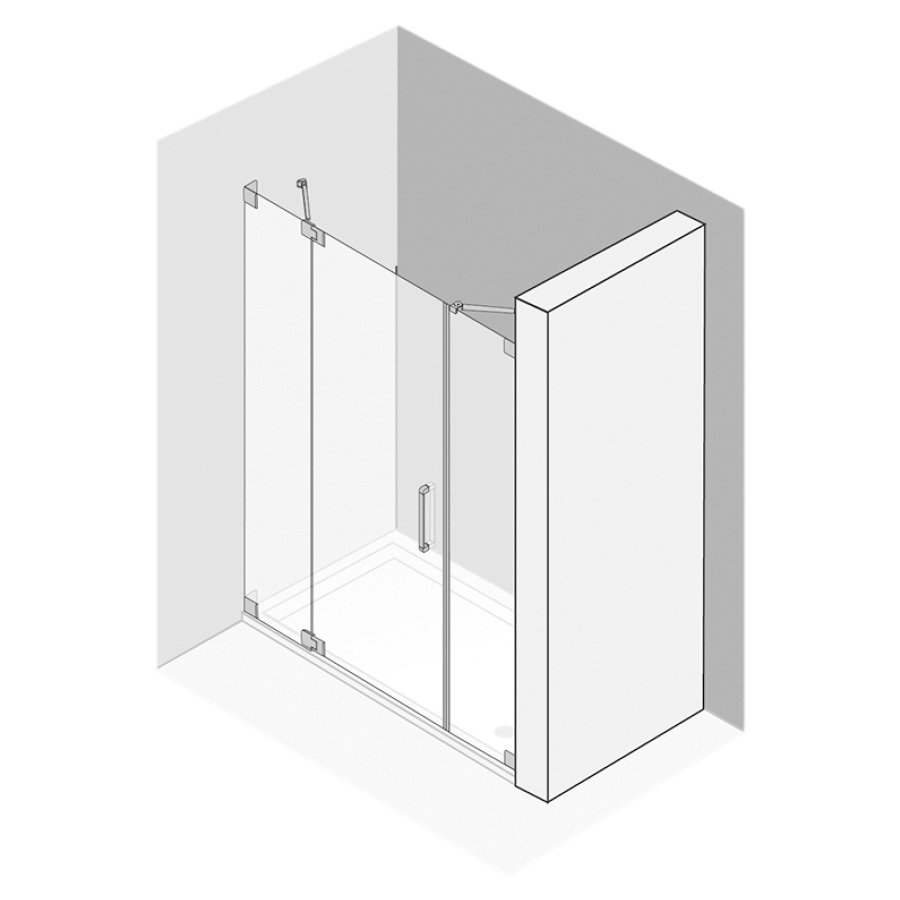 Porte battante Procasa Cinque
sans cadre
141,1-171 cm, H -200 cm
avec partie fixe et cloison
latérale en alignement, pour
niche, charnières à gauche
MESURES EXACTES SELON PRISE DE
MESURE