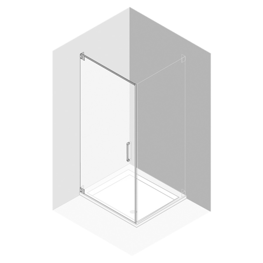 Porte battante Procasa Cinque
sans cadre
40-70 cm, H 200 cm
pour cloison latérale
charnières à gauche, montage
sur receveur de douche
MESURES EXACTES SELON PRISE DE
MESURE