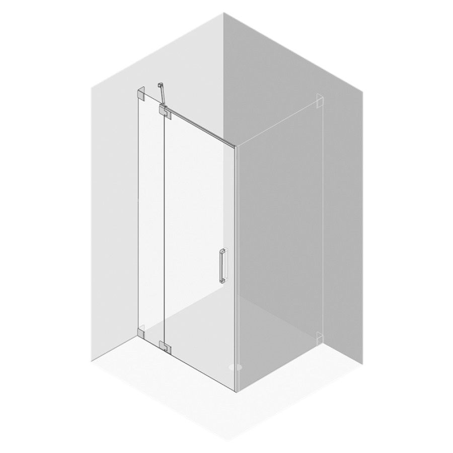 Porte battante Procasa Cinque
sans cadre
60-101 cm, H -200 cm
avec partie fixe pour cloison
latérale, charnières à gauche
montage sur carrelage
MESURES EXACTES SELON PRISE
DE MESURE