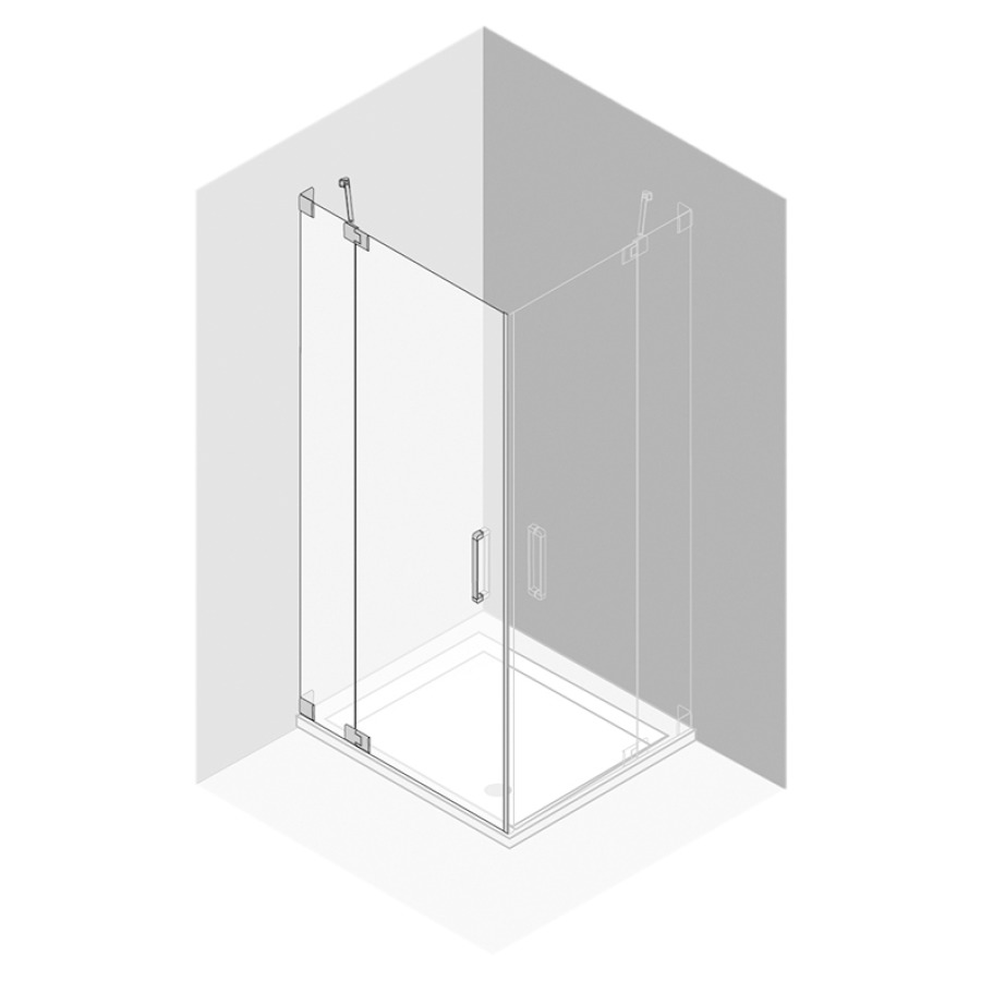 Porte battante Procasa Cinque
sans cadre
101,1-121 cm, H -200 cm
avec partie fixe, pour entrée
diagonale, charnières à gauche
montage sur receveur de douche