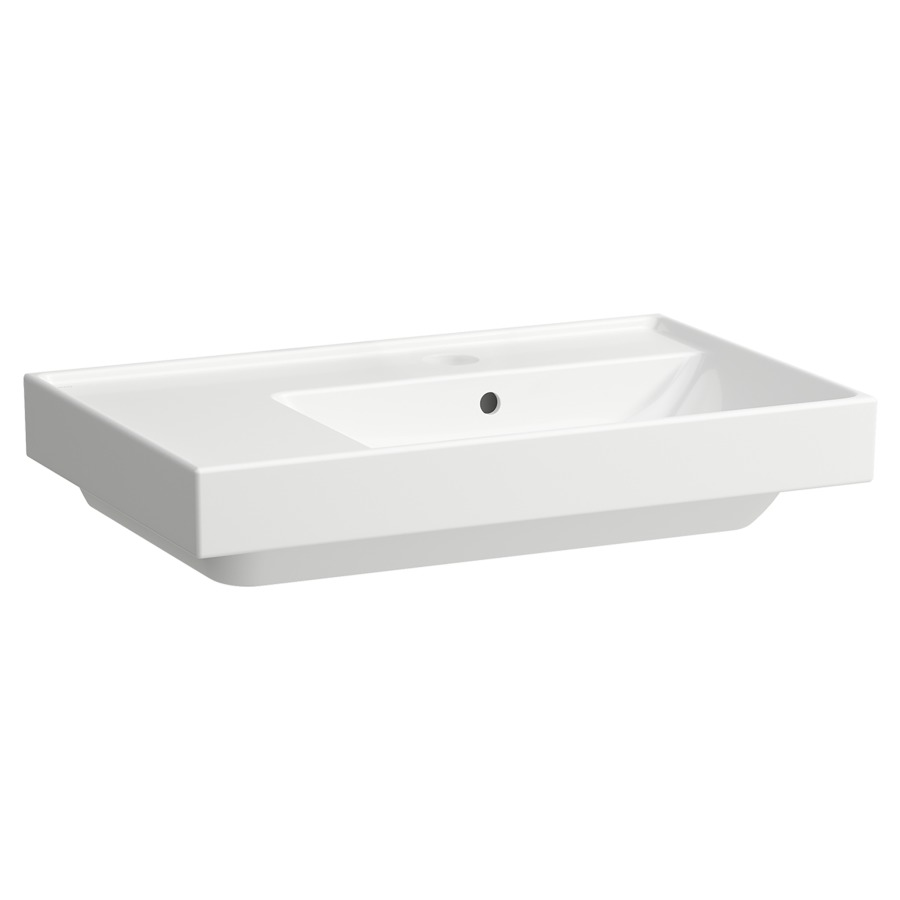 Lavabo Procasa Cinque
75 x 47,5 cm, céramique
avec trop-plein, pour meuble
suspendu, espace de stockage à
gauche