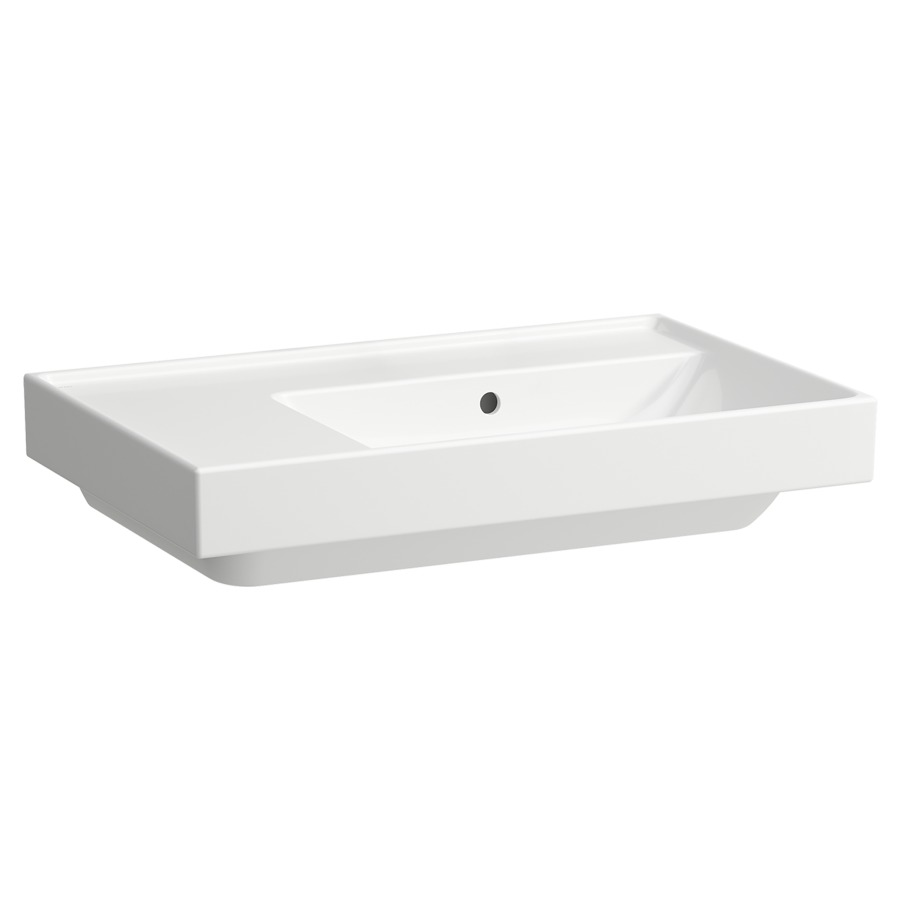Lavabo Procasa Cinque
75 x 47,5 cm, céramique
avec trop-plein, pour meuble
suspendu, espace de stockage à
gauche