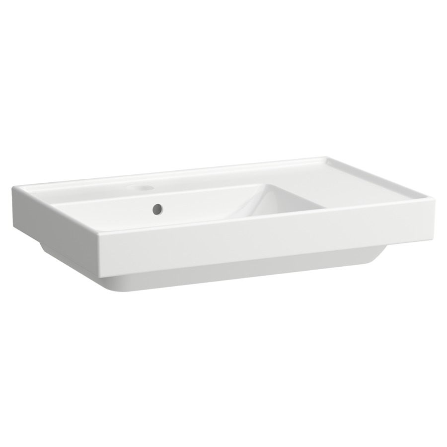 Lavabo Procasa Cinque
75 x 47,5 cm, céramique
avec trop-plein, pour meuble
suspendu, espace de stockage à
droite