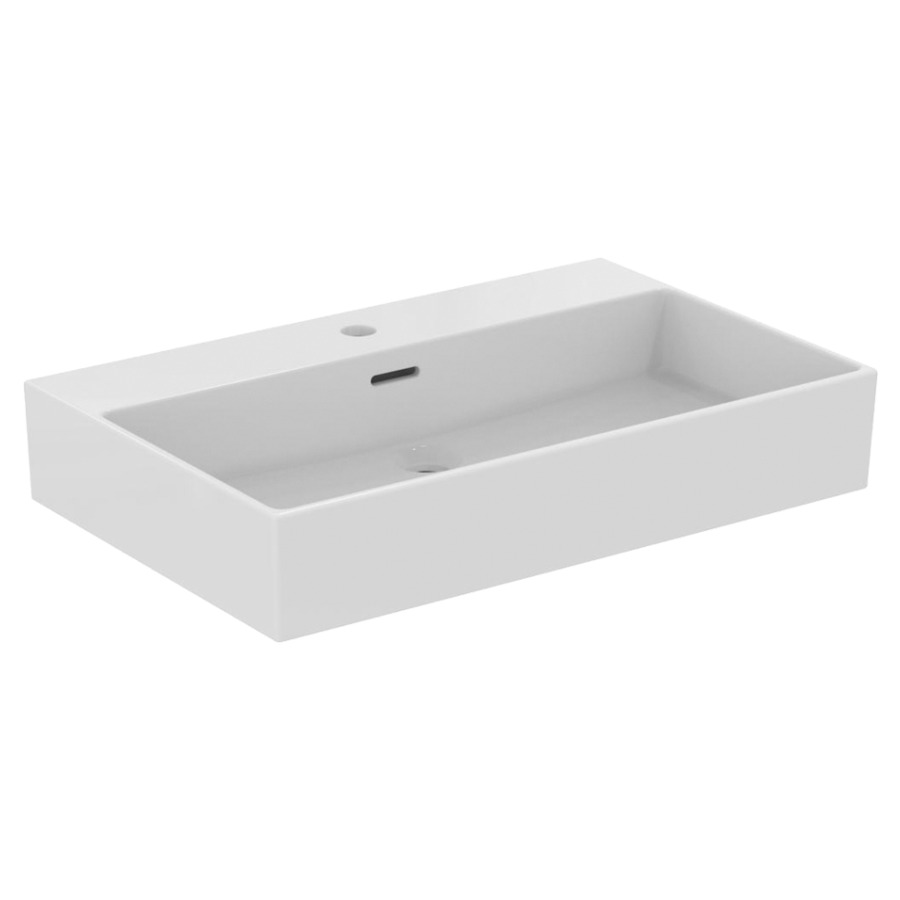 Lavabo Extra
70 x 12.5 x 45 cm
Céramique, partie inférieure polie
avec trop-plein, pour meuble suspendu
