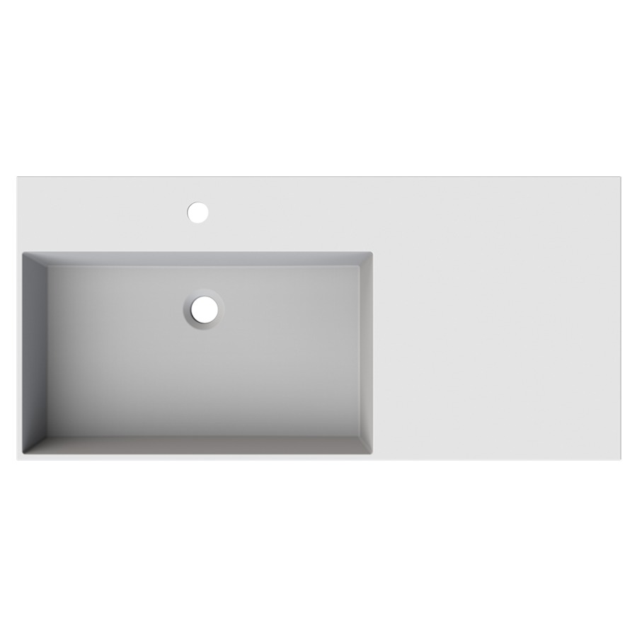 Waschtisch Smart 60
100 x 47 cm
Mineralwerkstoff K I Stone
mit Abstellfläche rechts
ohne Ueberlauf