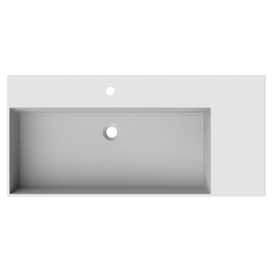 Waschtisch Smart 80
100 x 47 cm
Mineralwerkstoff K I Stone
mit Abstellfläche rechts
ohne Ueberlauf