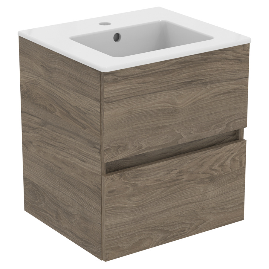 Combinaison de meuble Eurovit+
lavabo céramique
51 x 45 cm, meuble 2 tiroirs
50 x 44 x 55 cm
avec barre-poignée