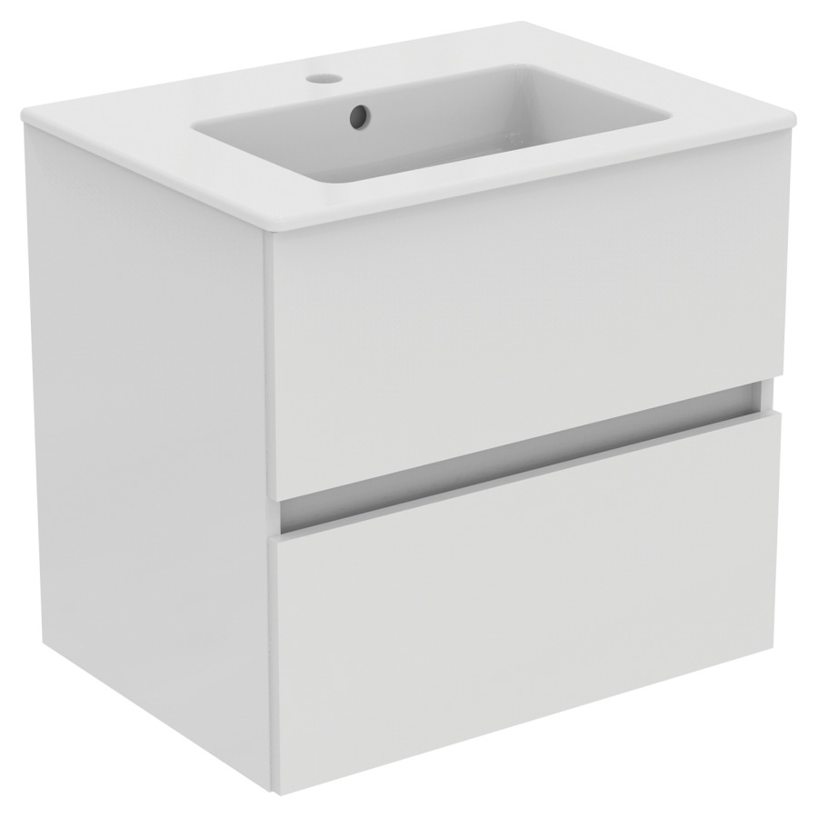 Combinaison de meuble Eurovit+
lavabo céramique
61 x 45 cm, meuble 2 tiroirs
60 x 44 x 55 cm
avec barre-poignée