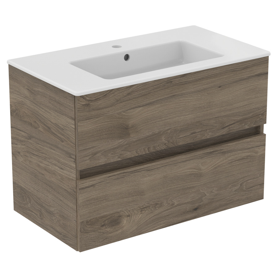 Combinaison de meuble Eurovit+
lavabo céramique
81,5 x 45 cm, meuble 2 tiroirs
80 x 44 x 55 cm
avec barre-poignée