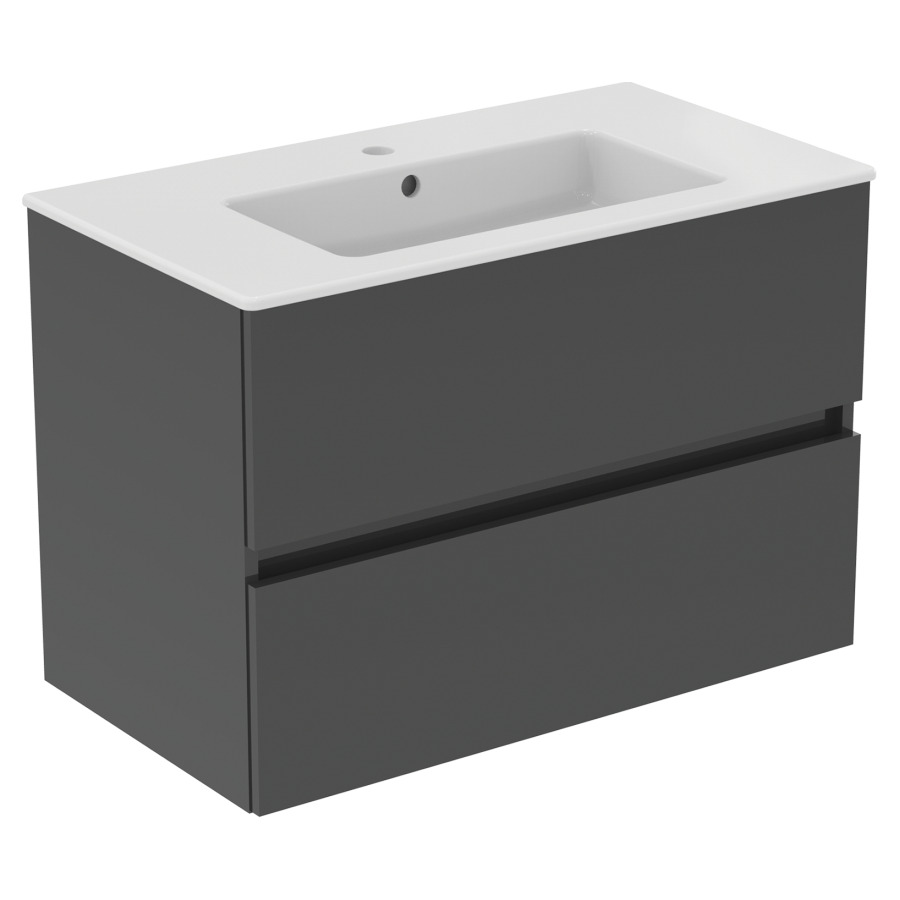 Combinaison de meuble Eurovit+
lavabo céramique
81,5 x 45 cm, meuble 2 tiroirs
80 x 44 x 55 cm
avec barre-poignée