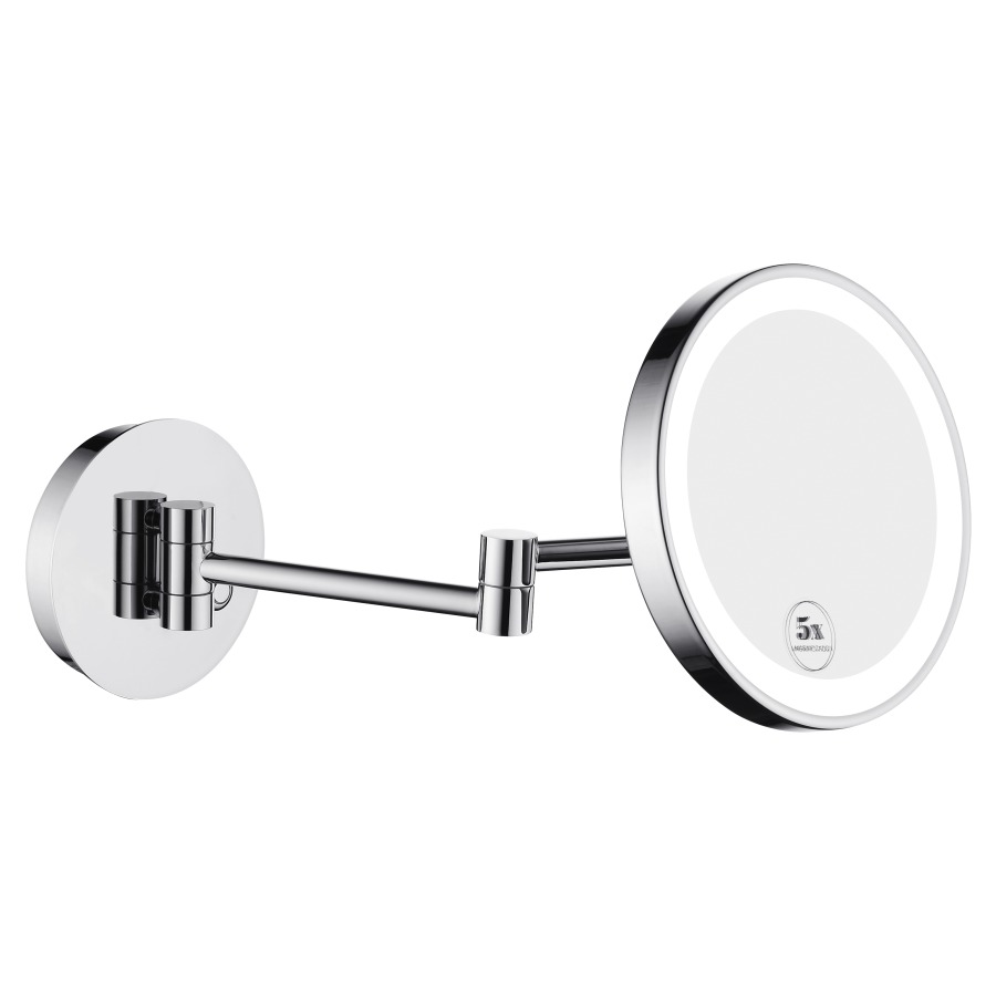 Miroir cosmétique Procasa LED
D 20,3 cm, modèle mural avec
raccordement directe, bras
articulé double, grossissement
5 fois, éclairage LED 5500 K
bouton d'éclairage