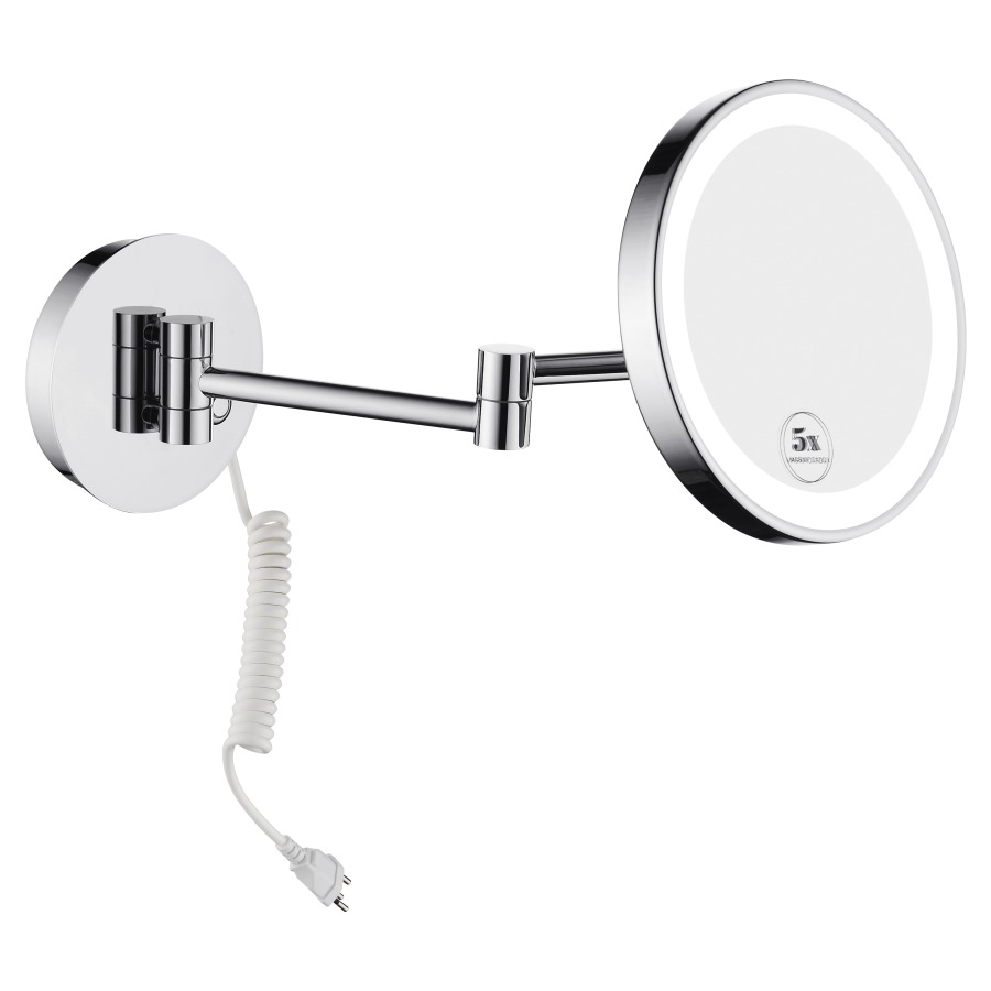 Miroir cosmétique Procasa LED
D 20,3 cm, modèle mural avec
câble en spirale et
interrupteur, brasarticulé
double, grossissement 5 fois
éclairage LED 5500 K
bouton d'éclairage