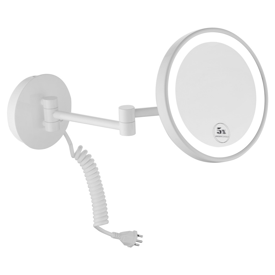 Miroir cosmétique Procasa LED
D 20,3 cm, modèle mural avec
câble en spirale et
interrupteur, brasarticulé
double, grossissement 5 fois
éclairage LED 5500 K
bouton d'éclairage