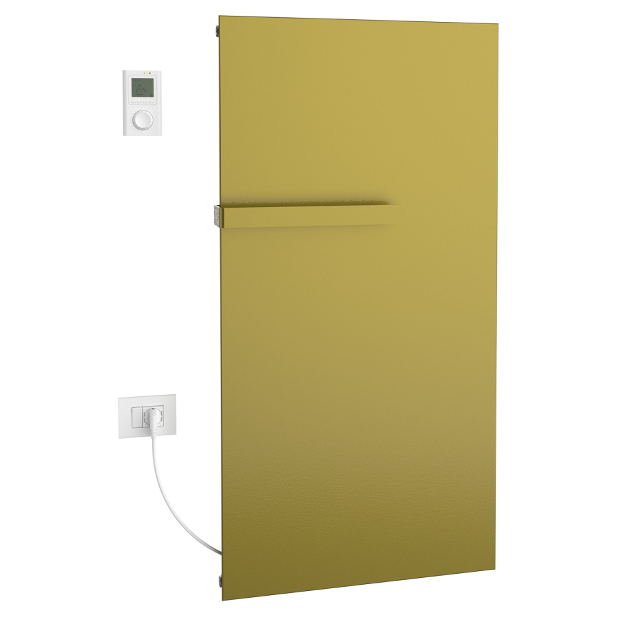 Radiateur de bain Ice Bagno
short E, 46,5 x 122 cm, 700 W
raccordement électrique 230 V
tige de chauffage à gauche
récepteur IP40, télécommande
radio IP30, programmable
porte-serviette court
réversible, matériel de
fixation