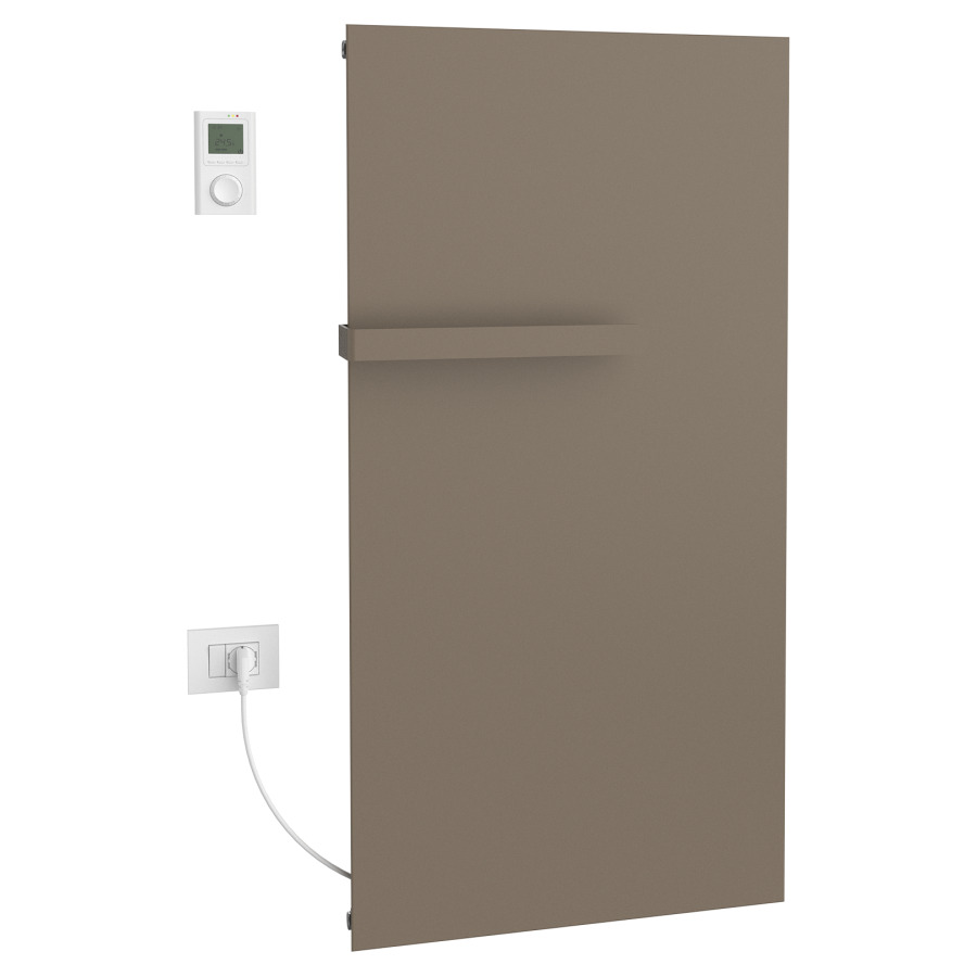 Radiateur de bain Ice Bagno
short E, 76,5 x 122 cm, 1000 W
raccordement électrique 230 V
tige de chauffage à gauche
récepteur IP40, télécommande
radio IP30, programmable
porte-serviette court
réversible, matériel de
fixation