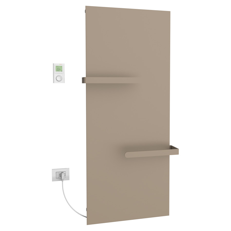 Radiateur de bain Ice Bagno
short E, 76,5 x 152 cm, 1400 W
raccordement électrique 230 V
tige de chauffage à gauche
récepteur IP40, télécommande
radio IP30, programmable
2 porte-serviette court
réversible, matériel de
fixation