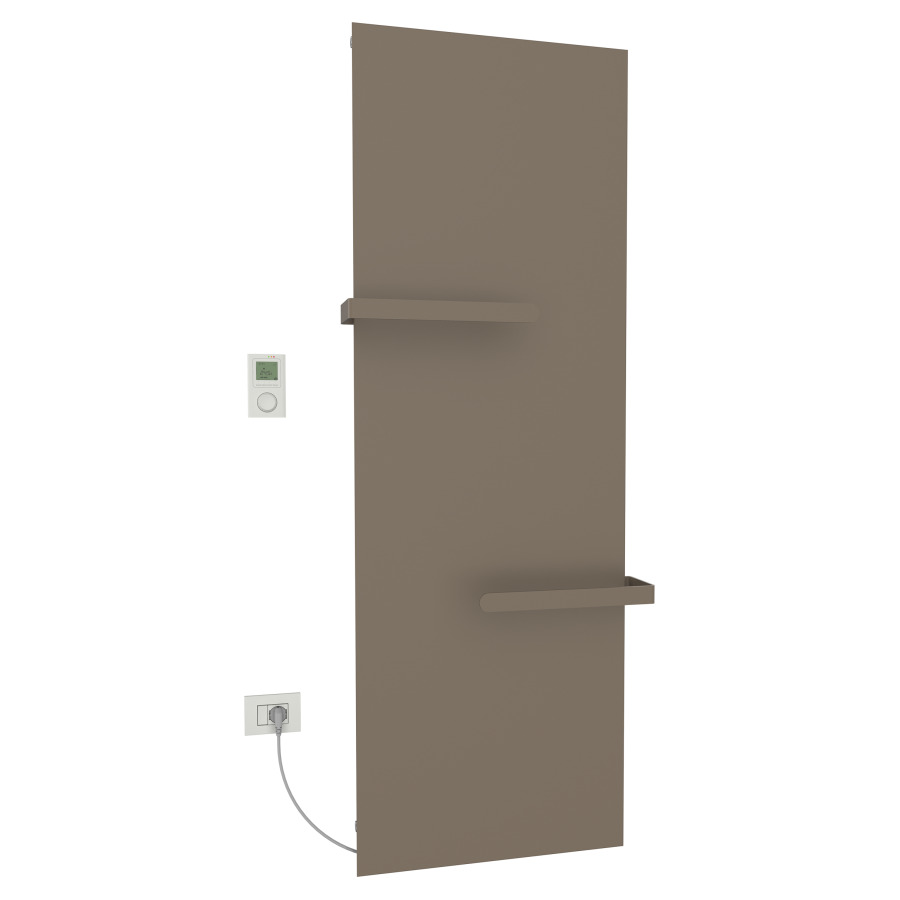 Radiateur de bain Ice Bagno
short E, 46,5 x 182 cm, 1000 W
raccordement électrique 230 V
tige de chauffage à gauche
récepteur IP40, télécommande
radio IP30, programmable
2 porte-serviette court
réversible, matériel de
fixation