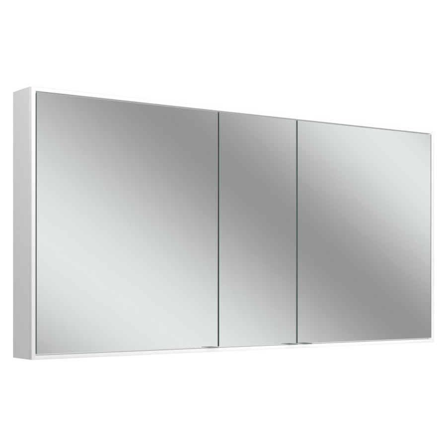 Armoire de toilette CONTURA
PLUS, 151,3 x 73,1 x 12,6 cm
profil en aluminium
pour montage AP ou UP
3 portes à doubles mirroir
(60/30/60), prise double au
mur de séparation à gauche et
à droite, éclairage LED,
circulaire, 70 W, 2000-6500 K
12018 Lumen, dimmable
4 tablettes en verre réglables
à l'infini, bouton pour les
fonctions à l'intérieur sur le
profil latéral, IP44