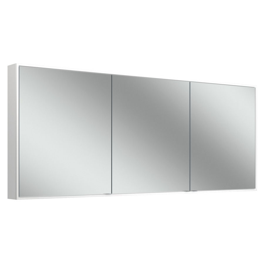 Armoire de toilette CONTURA
PLUS, 181,3 x 73,1 x 12,6 cm
profil en aluminium
pour montage AP ou UP
3 portes à doubles mirroir
(60/60/60), prise double au
mur de séparation à gauche et
à droite, éclairage LED,
circulaire, 79 W, 2000-6500 K
13642 Lumen, dimmable
6 tablettes en verre réglables
à l'infini, bouton pour les
fonctions à l'intérieur sur le
profil latéral, IP44