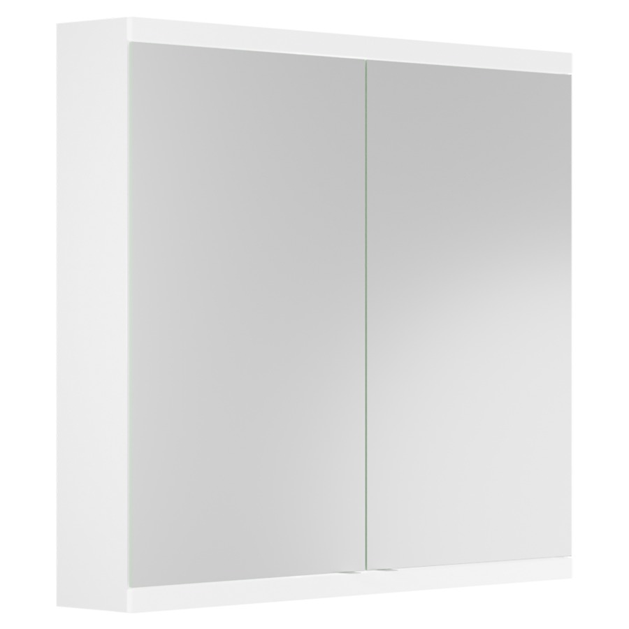 Armoire de toilette Doppia
Luce, 80 x 71,2 x 13,8 cm
2 portes à double miroir
(40/40), 2 prises double
à l'intérieur en bas
4 tablettes en verre
éclairage LED 16,2 W
2864 Lumen, 4000 K, dimmable