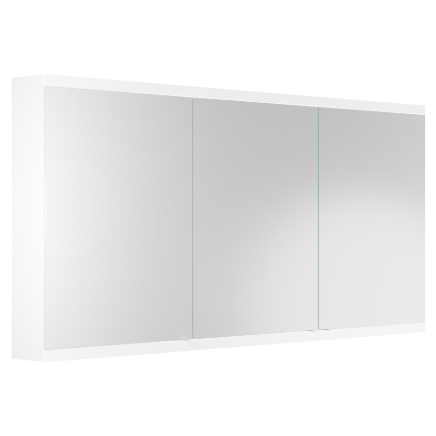 Armoire de toilette Doppia
Luce, 180 x 71,2 x 13,8 cm
3 portes à double miroir
(60/60/60), 2 prises double
à l'intérieur en bas
6 tablettes en verre
éclairage LED 36,44 W
6444 Lumen, 4000 K, dimmable