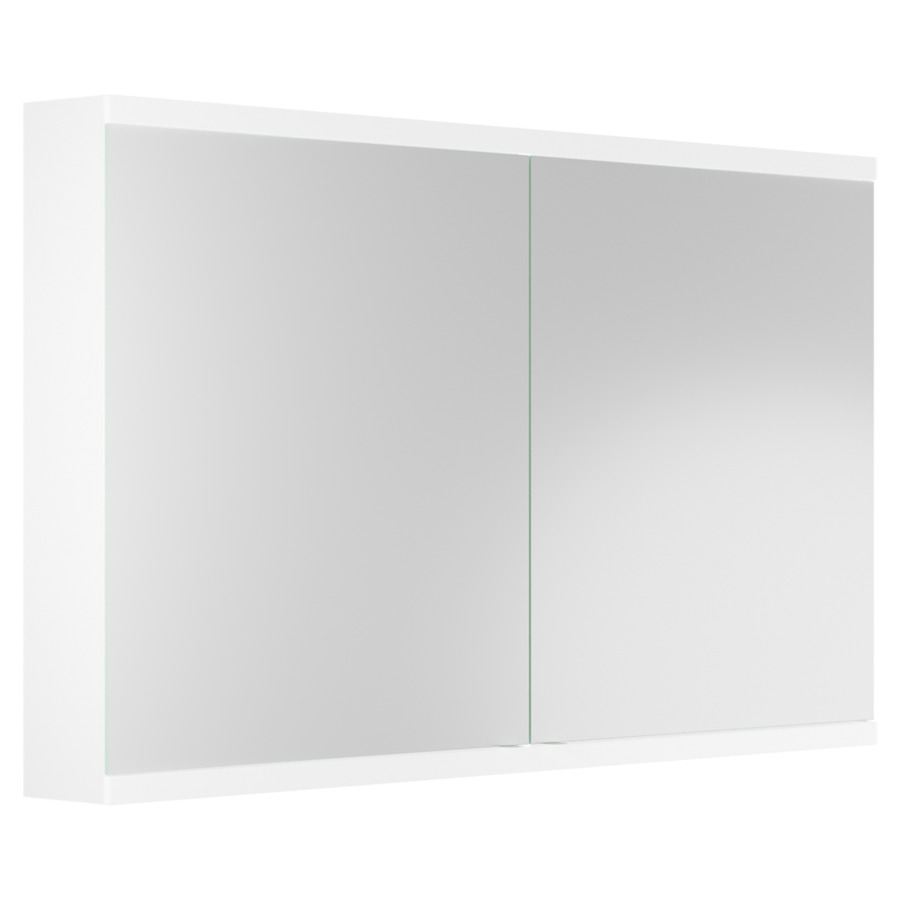 Armoire de toilette Doppia
Luce TW, 130 x 71,2 x 13,8 cm
2 portes à double miroir
(65/65), 2 prises double
à l'intérieur en bas
4 tablettes en verre
éclairage LED 34,34 W
2700-6500 K, dimmable
commande de l'éclairage
clavier