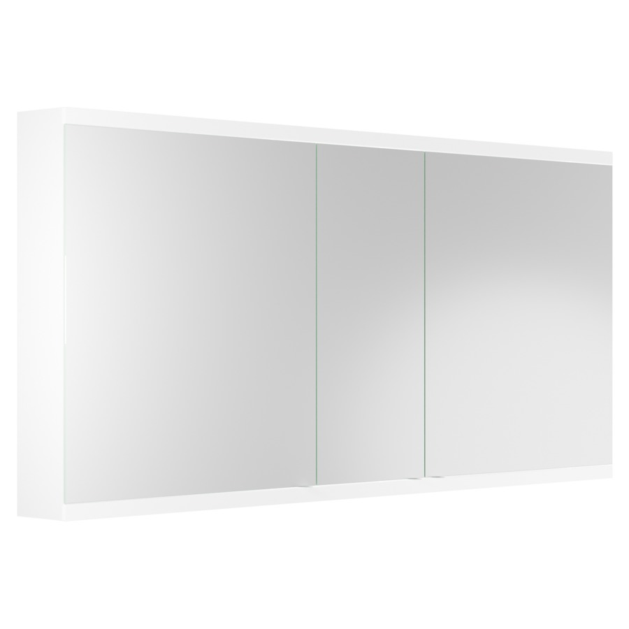 Armoire de toilette Doppia
Luce TW, 150 x 71,2 x 13,8 cm
3 portes à double miroir
(60/30/60), 2 prises double
à l'intérieur en bas
6 tablettes en verre
éclairage LED 39,62 W
2700-6500 K, dimmable
commande de l'éclairage
clavier